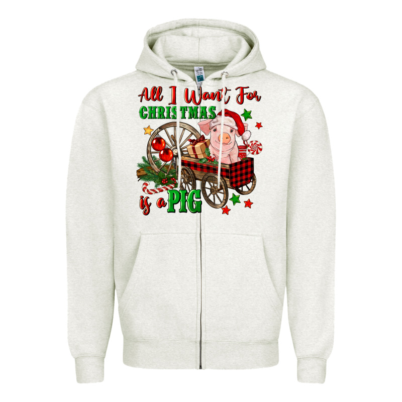 All I Want For Christmas Is A Pig Zipper Hoodie by FaDigitalArtStudio | Teevron