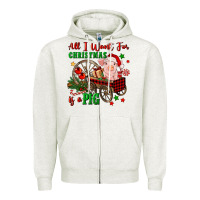 Oatmeal Heather all i want for christmas is a pig Zipper Hoodie - FaDigitalArtStudio