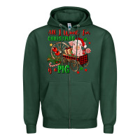 Sports Green all i want for christmas is a pig Zipper Hoodie - FaDigitalArtStudio