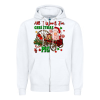 White all i want for christmas is a pig Zipper Hoodie - FaDigitalArtStudio