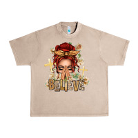 French Oak Red Hair Believe Praying Caucasian Messy Bun Urban Heavy Tee - texasbilliewilder