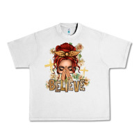 Lunar Rock Red Hair Believe Praying Caucasian Messy Bun Urban Heavy Tee - texasbilliewilder