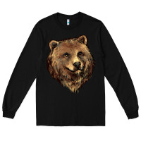 Black Grizzly Bear Head Long Sleeve Tee - HowdyJamesFarm