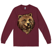 Burgundy Grizzly Bear Head Long Sleeve Tee - HowdyJamesFarm