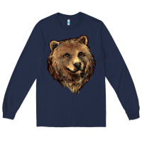 Navy Grizzly Bear Head Long Sleeve Tee - HowdyJamesFarm
