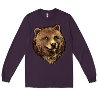 Plum Grizzly Bear Head Long Sleeve Tee - HowdyJamesFarm