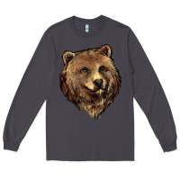 Smoke Grizzly Bear Head Long Sleeve Tee - HowdyJamesFarm