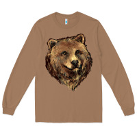 Toasted Coconut Grizzly Bear Head Long Sleeve Tee - HowdyJamesFarm