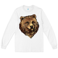White Grizzly Bear Head Long Sleeve Tee - HowdyJamesFarm