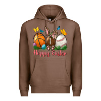Chestnut Happy Easter Sports With Butterfly Premium Hoodie - BundleAndBundleShop