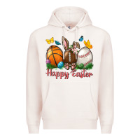 Pale Pink Happy Easter Sports With Butterfly Premium Hoodie - BundleAndBundleShop
