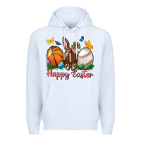 White Happy Easter Sports With Butterfly Premium Hoodie - BundleAndBundleShop