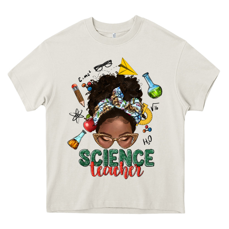 Science Teacher Afro Messy Bun Heavy Core Tee by NancyCooperArtShop | Teevron