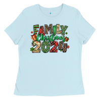 Baby Blue family christmas 2024 Ladies Tee - MaliasSmallBusiness
