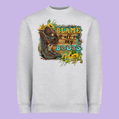 Blame It All On My Boots Heavyweight Sweatshirt Designed By Fadigitalartstudio