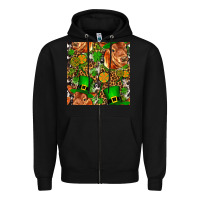 Black st patricks  cow with candy Zipper Hoodie - FaDigitalArtStudio