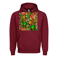 Burgundy st patricks  cow with candy Zipper Hoodie - FaDigitalArtStudio