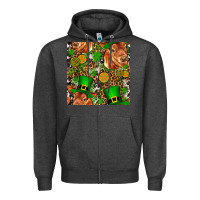 Charcoal Heather st patricks  cow with candy Zipper Hoodie - FaDigitalArtStudio