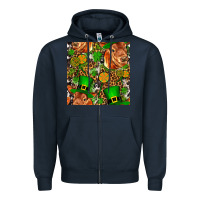 Navy st patricks  cow with candy Zipper Hoodie - FaDigitalArtStudio