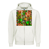 Oatmeal Heather st patricks  cow with candy Zipper Hoodie - FaDigitalArtStudio