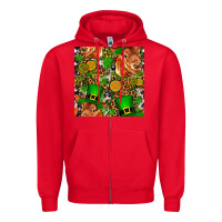 Red st patricks  cow with candy Zipper Hoodie - FaDigitalArtStudio