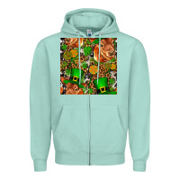 Seafoam st patricks  cow with candy Zipper Hoodie - FaDigitalArtStudio