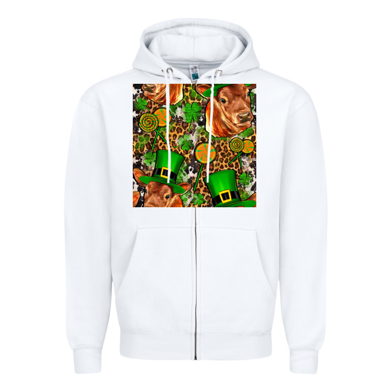 St Patricks  Cow With Candy Zipper Hoodie by FaDigitalArtStudio | Teevron