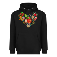 Black merry Christmas heart Heavyweight Hoodie - CowhideDigitalArt