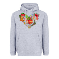 Heather Grey merry Christmas heart Heavyweight Hoodie - CowhideDigitalArt