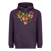 Plum merry Christmas heart Heavyweight Hoodie - CowhideDigitalArt