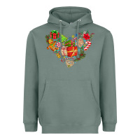 Sage merry Christmas heart Heavyweight Hoodie - CowhideDigitalArt