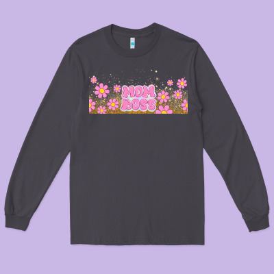 Mom Boss Daisies Long Sleeve Tee Designed By Tumblerdesignbyshophia