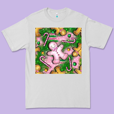 Christmas Smile Gingerbread Cookie Seamless Pattern Bbs Premium Tee Designed By Bundleandbundleshop