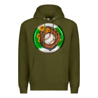 Army Green baseball with sunflower round earrings Premium Hoodie - BundleAndBundleShop