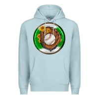 Blue Mist baseball with sunflower round earrings Premium Hoodie - BundleAndBundleShop