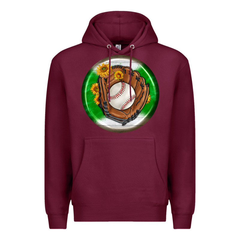 Baseball With Sunflower Round Earrings Premium Hoodie by BundleAndBundleShop | Teevron