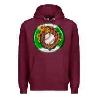 Burgundy baseball with sunflower round earrings Premium Hoodie - BundleAndBundleShop