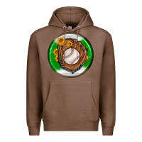 Chestnut baseball with sunflower round earrings Premium Hoodie - BundleAndBundleShop