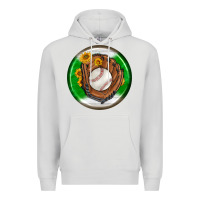 Dove Grey baseball with sunflower round earrings Premium Hoodie - BundleAndBundleShop