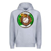 Heather Grey baseball with sunflower round earrings Premium Hoodie - BundleAndBundleShop