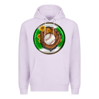 Lilac baseball with sunflower round earrings Premium Hoodie - BundleAndBundleShop