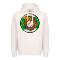Pale Pink baseball with sunflower round earrings Premium Hoodie - BundleAndBundleShop