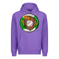 Purple baseball with sunflower round earrings Premium Hoodie - BundleAndBundleShop
