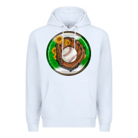 White baseball with sunflower round earrings Premium Hoodie - BundleAndBundleShop