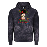 Cloud Black Proud Latina Skull Girl Messy Bun Vintage Hoodie - texasbilliewilder