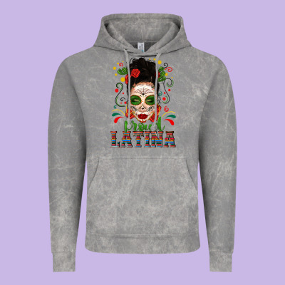 Proud Latina Skull Girl Messy Bun Vintage Hoodie Designed By Texasbilliewilder