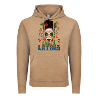 Vintage Coffee Proud Latina Skull Girl Messy Bun Vintage Hoodie - texasbilliewilder
