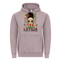 Vintage Zinc Proud Latina Skull Girl Messy Bun Vintage Hoodie - texasbilliewilder