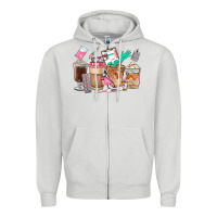 Dove Grey Nurse Coffee Cups Zipper Hoodie - FaDigitalArtStudio