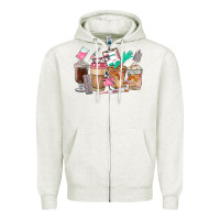 Oatmeal Heather Nurse Coffee Cups Zipper Hoodie - FaDigitalArtStudio